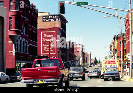 Driving through Butte, Montana, U.S.A. in 1993 Stock Photo