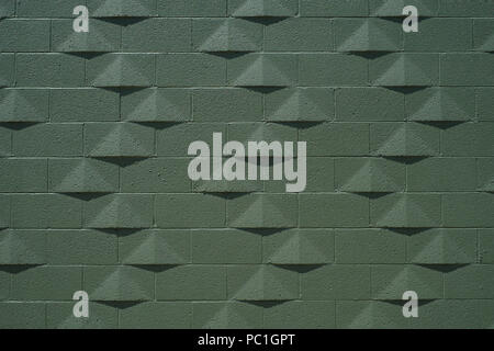 Green Pattern Cinderblock Wall Background Stock Photo