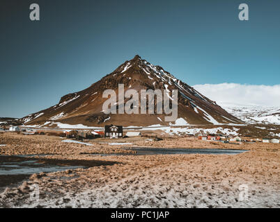 Typical Icelandic sunrise sunset mountain landscape at Arnarstapi area in Snaefellsnes peninsula in Iceland Stock Photo