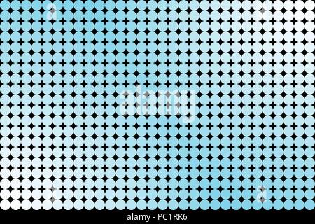 Vector illustration of a texture made of light blue circles on black background. Stock Vector