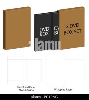 dvd paper packaging box die-cut line template Stock Vector