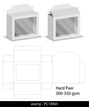 box with plastic window die cut mock up template vector. Stock Vector