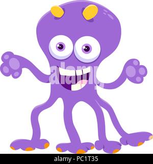 Cartoon Illustration of Funny Monster or Fantasy Character Stock Vector