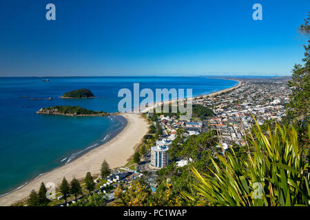 Views from the walking track up to the summit of Mount Maunganui. Stock Photo