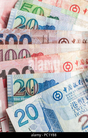 Hong Kong dollars banknotes close-up vertical photo Stock Photo