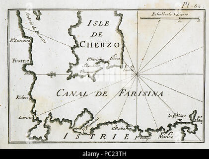 392 Map of Farisina channel, Adriatic sea - Roux Joseph - 1804 Stock Photo