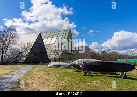 OSLO, NORWAY - APRIL 26, 2018: The Fram Museum  is a museum telling the story of Norwegian polar exploration. It is located on the peninsula of Bygdøy Stock Photo