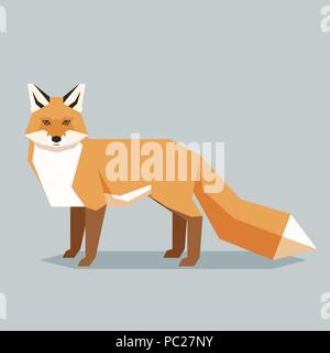 Flat geometric fox Stock Vector
