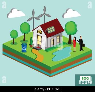 Vector isolated illustration of environmentally friendly house Stock Vector