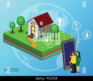 Smart house concept vector 3d isometric blueprint illustration Stock ...