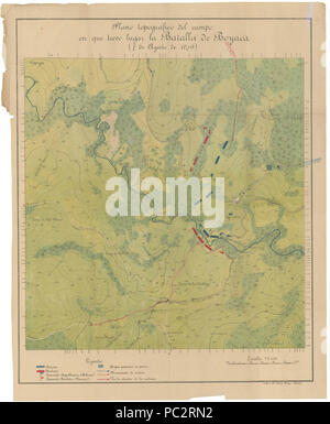 488 Plano topográfico del campo en que tuvo lugar la Batalla de Boyacá -7 de agosto de 1819- Stock Photo