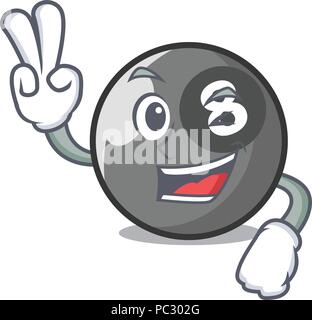 Two finger billiard ball character cartoon Stock Vector