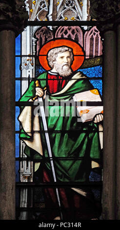 Saint Paul, stained glass window in Saint Severin church in Paris, France Stock Photo
