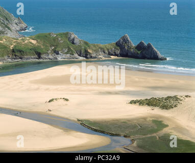 THREE CLIFFS THE GOWER PENINSULA,  SOUTH WALES Stock Photo