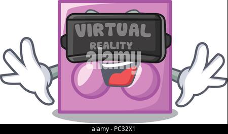 Virtual reality toy brick mascot cartoon Stock Vector