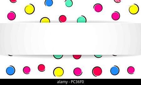 Pop art colorful confetti background. Big colored spots and circ Stock Vector