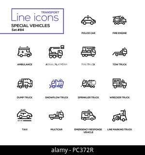 Special vehicles - line design icons set Stock Vector