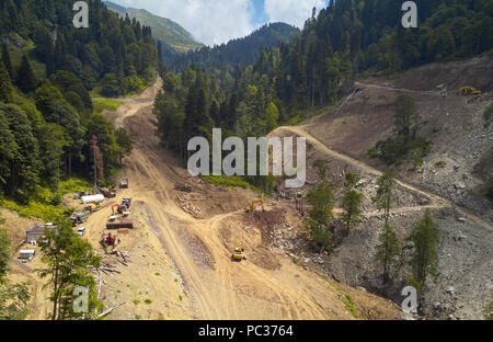 excavator works at the construction site Stock Photo