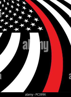 An American flag symbolic of support for firefighters and fireman support background illustration. Vector EPS 10 available. Stock Photo