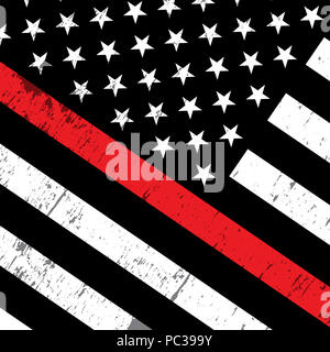 An angled American flag icon symbolic of support for firefighters. Vector EPS 10 available. Stock Photo