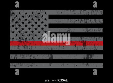 A grey American flag symbolic of support for firefighters. Vector EPS 10 available. Stock Photo