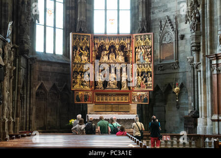 Wiener Neustädter Altar in Stephansdom, the mother church of the Roman Catholic Archdiocese of Vienna and the seat of the Archbishop of Vienna, Stock Photo
