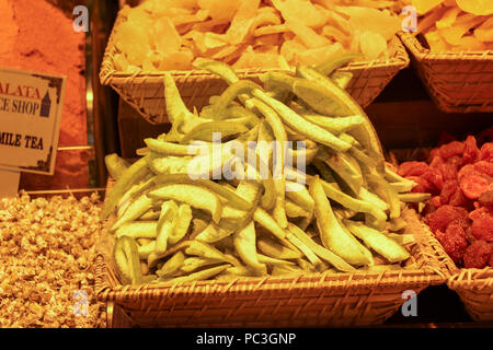 Dry fruit of various sort is sold in a market place Stock Photo