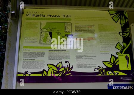 Mt Bartle Frere Trail sign, Josephine Falls, Josephine Falls Walk, Bartle Frere QLD, Australia Stock Photo