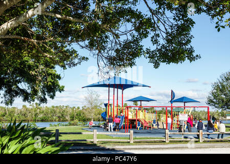 Port St. Saint Lucie Florida,St Lucie River,River Park Marina,waterfront,children's playground,families,FL171212010 Stock Photo