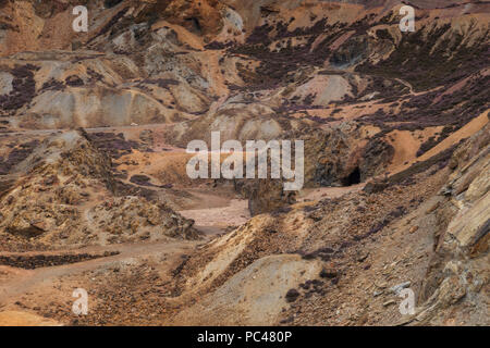 Abandoned open cast mine, Parys Mountain, Anglesey, North Wales Stock Photo