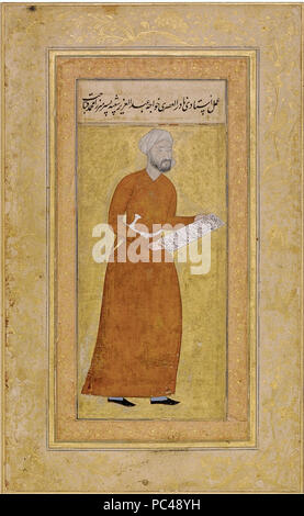558 Signed Abd al-Aziz, PORTRAIT OF MIRZA-MUHAMMAD, SON OF QABAHAT, BY ABD AL-AZIZ, PERSIA, TABRIZ, CIRCA 1540-45, SOTHEBY'S Stock Photo