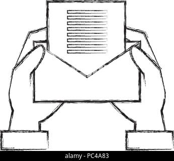 hands with envelope mail Stock Vector