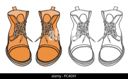 Set of Shoes, boots, vector illustration, isolated on white Stock Vector