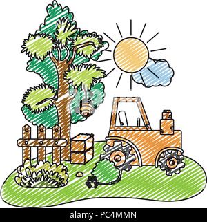 agrimotor tractor with farm straw bale Stock Vector Image & Art - Alamy