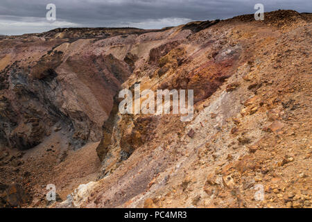 Abandoned open cast mine, Parys Mountain, Anglesey, North Wales Stock Photo