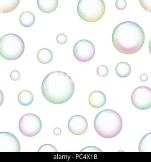 Seamless pattern background with colorful soap bubbles. Balls with a glare. Vector illustration. Stock Vector