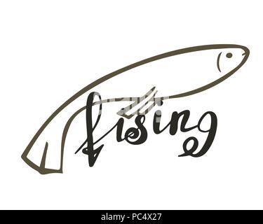 Abstract fish icon. The emblem of the concept of fishing. Vector illustration. Stock Vector