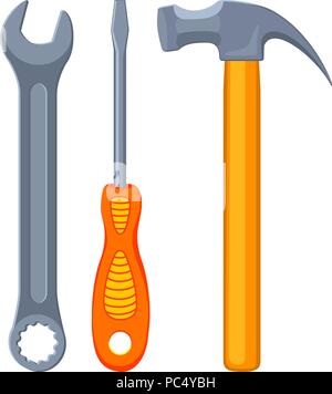 Colorful cartoon toolkit set Stock Vector