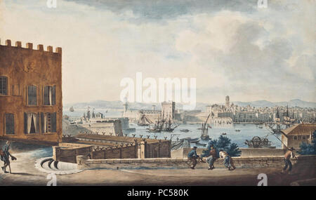 639 Vué de l'Entree du Port de Marseille, prise Place de l'Abbaye, Saint Victor Stock Photo