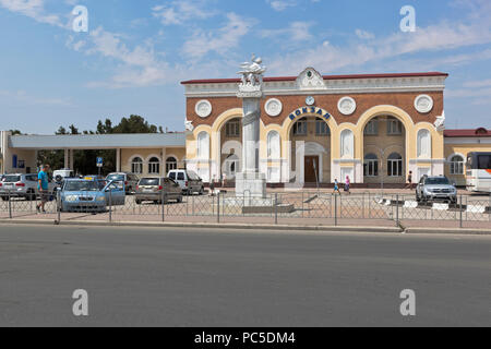 Evpatoria, Crimea, Russia - June 29, 2018: Railway station in the city of Evpatoria, Crimea Stock Photo