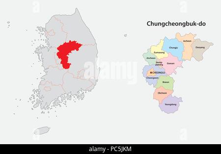 south korea north chungcheong province map Stock Vector