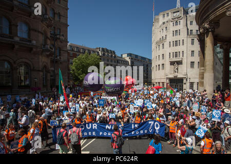 Tens of thousands of people join a huge demonstration to mark the 70th anniversary of the National Health Service.  Featuring: Atmosphere, View Where: London, England, United Kingdom When: 30 Jun 2018 Credit: Wheatley/WENN Stock Photo