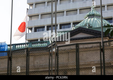 A view of the Bank of Japan under construction on July 31, 2018, Tokyo, Japan. The Nikkei Stock Average finished up 0.04% at 22,553.72, while the broader Topix index fell 0.84% to 1,753.29 after the Bank of Japan (BOJ) announced it would maintain ''very low'' interest rates. Credit: Rodrigo Reyes Marin/AFLO/Alamy Live News Stock Photo