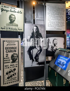 Jamestown, New York, USA. 31st July, 2018. A George Carlin display at the National Comedy Center during its grand opening week. Located in Lucille Ball's hometown, the National Comedy Center is a state-of-the-art, interactive museum that celebrates comedy's great minds and unique voices. Credit: Brian Cahn/ZUMA Wire/Alamy Live News Stock Photo