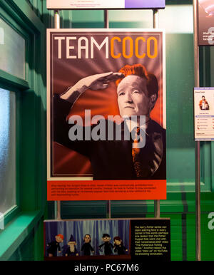 Jamestown, New York, USA. 31st July, 2018. Conan O'Brien memorabilia is displayed at the National Comedy Center during its grand opening week. Located in Lucille Ball's hometown, the National Comedy Center is a state-of-the-art, interactive museum that celebrates comedy's great minds and unique voices. Credit: Brian Cahn/ZUMA Wire/Alamy Live News Stock Photo