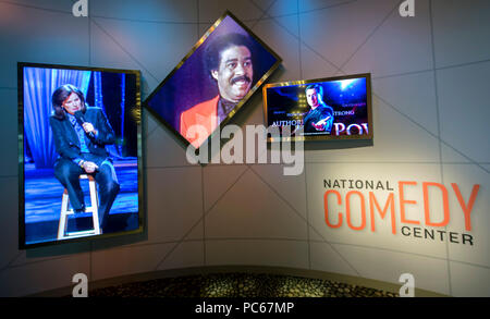 Jamestown, New York, USA. 31st July, 2018. Video screens greet visitors at the National Comedy Center during its grand opening week. Located in Lucille Ball's hometown, the National Comedy Center is a state-of-the-art, interactive museum that celebrates comedy's great minds and unique voices. Credit: Brian Cahn/ZUMA Wire/Alamy Live News Stock Photo