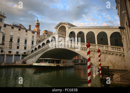 Venice, Italy. 8th July, 2018. The Rialto Bridge in the Grand Canal in Venice, Italy. Venice, the capital of northern Italy's Veneto region, is built on more than 100 small islands in a lagoon in the Adriatic Sea. It has no roads, just canals ''“ including the Grand Canal thoroughfare ''“ lined with Renaissance and Gothic palaces. Credit: Leigh Taylor/ZUMA Wire/Alamy Live News Stock Photo