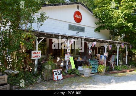 Nostalgic road side general store in Linville North Carolina offers ice cream made fresh daily. Stock Photo