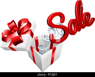 Sale Sign Jack in the Box Gift Concept Stock Vector