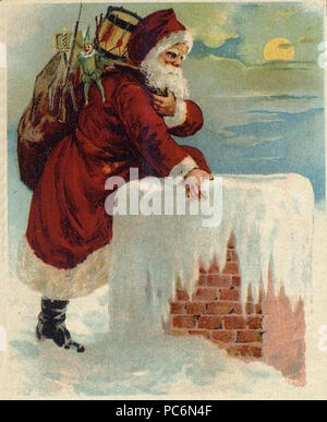 79 Santa Coming Down the Chimney Drawing Stock Photo
